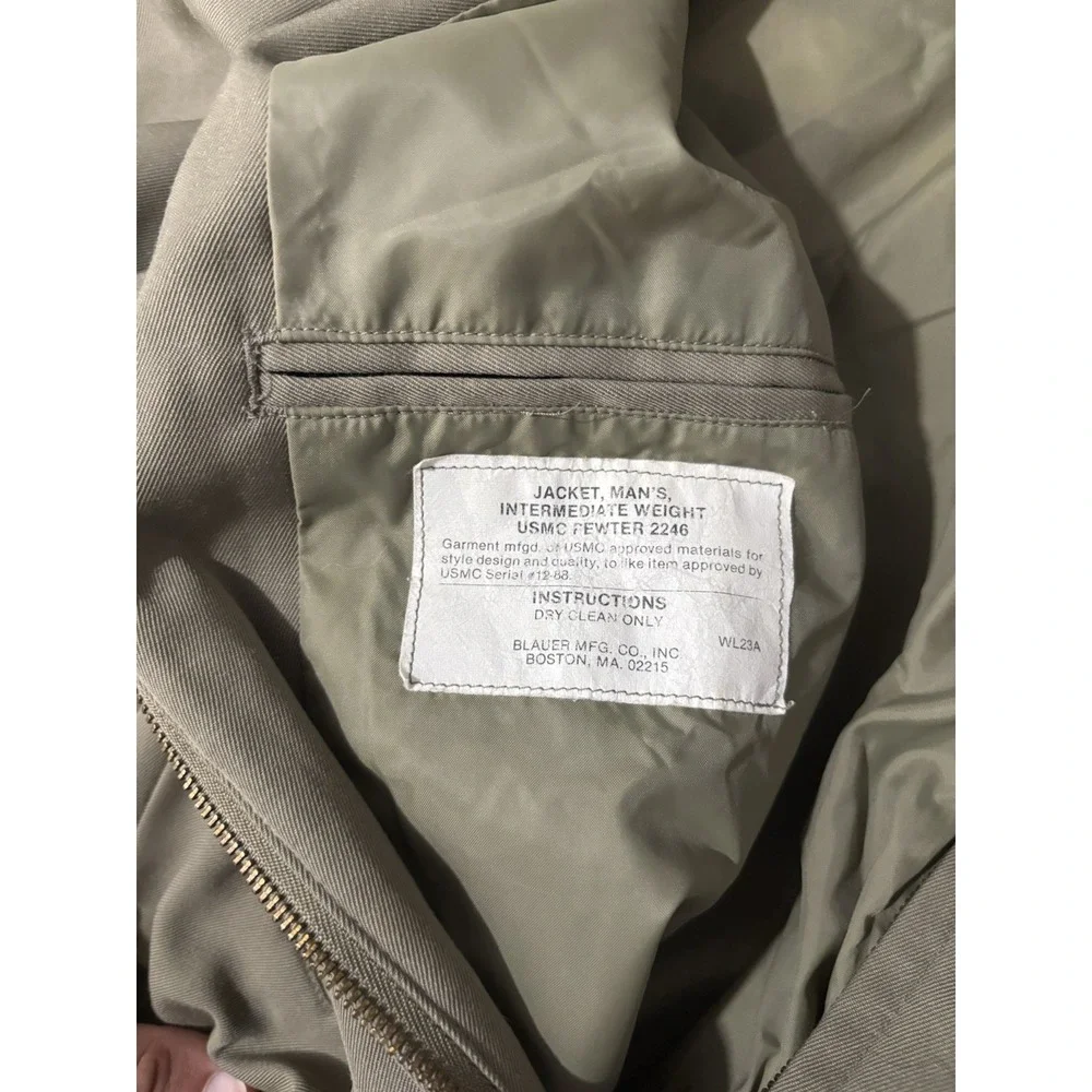 Vintage 70s USMC Pewter 2246 Lightweight Bomber Military Jacket Size 40